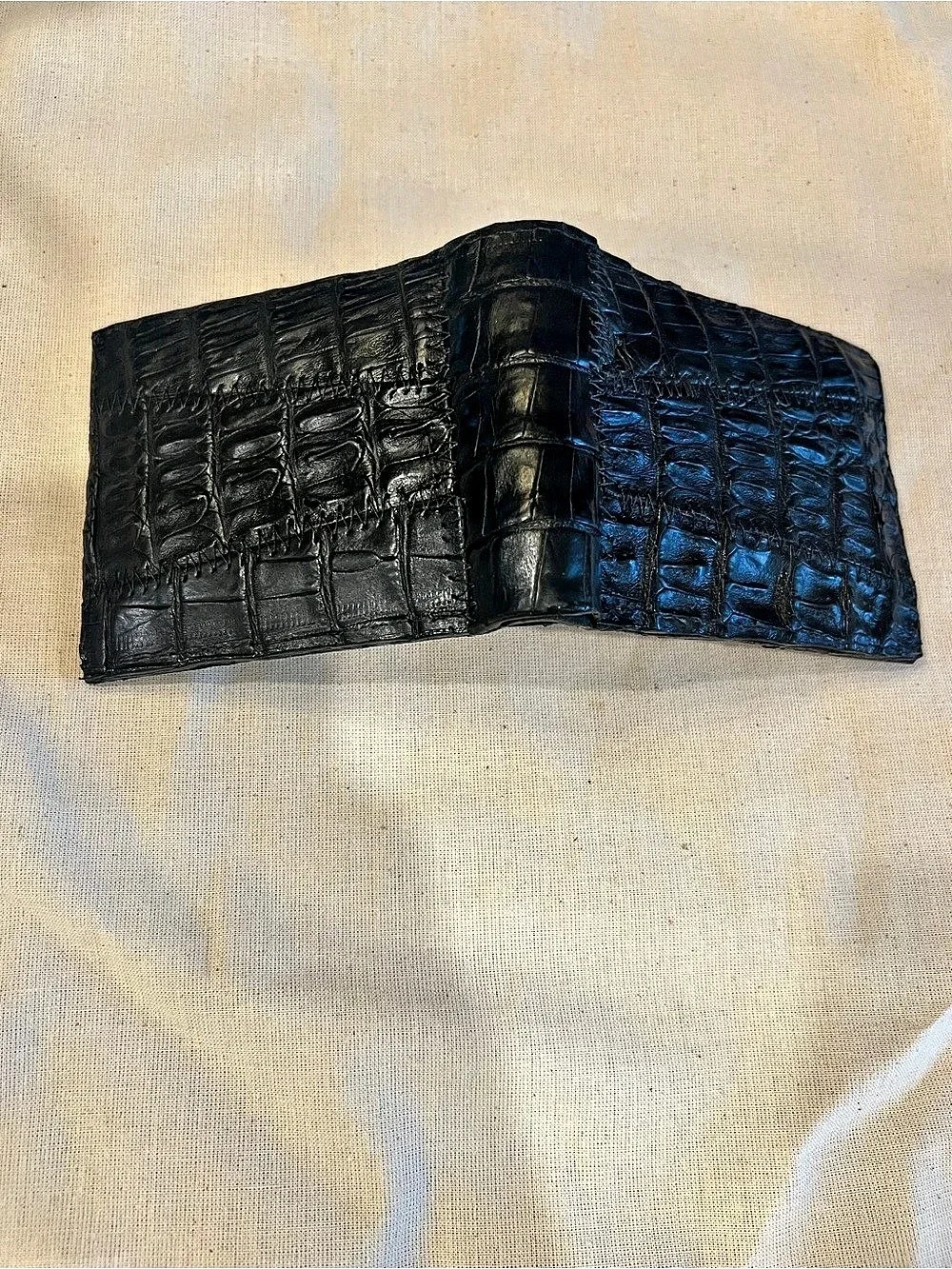 Handcrafted Alligator Black Leather Men’s Wallet New